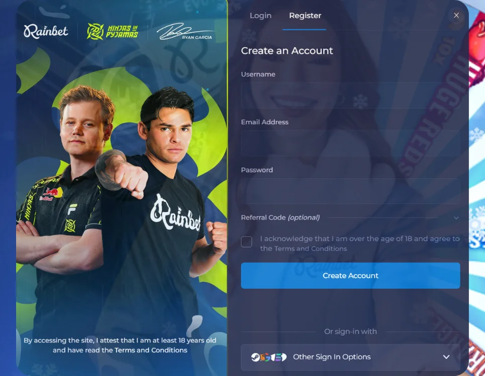 Rainbet registratie